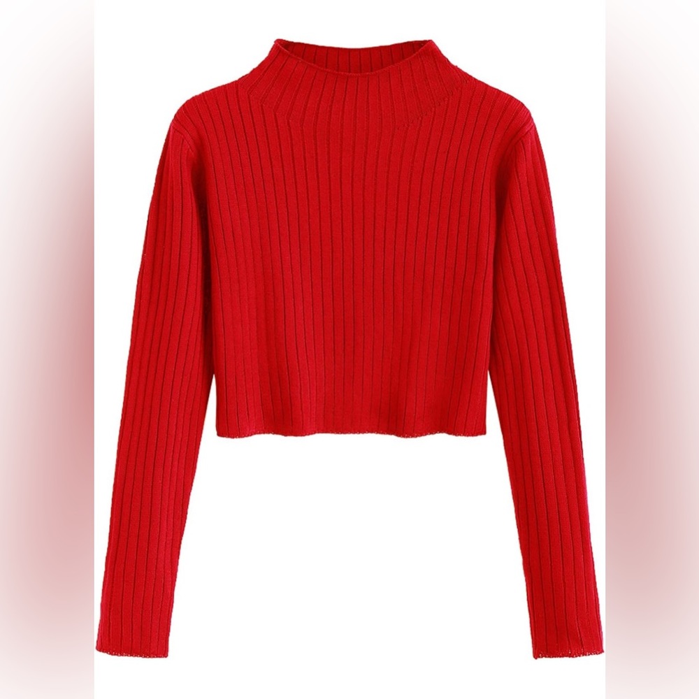 ZAFUL Mock neck red sweater. Long Sleeve cropped